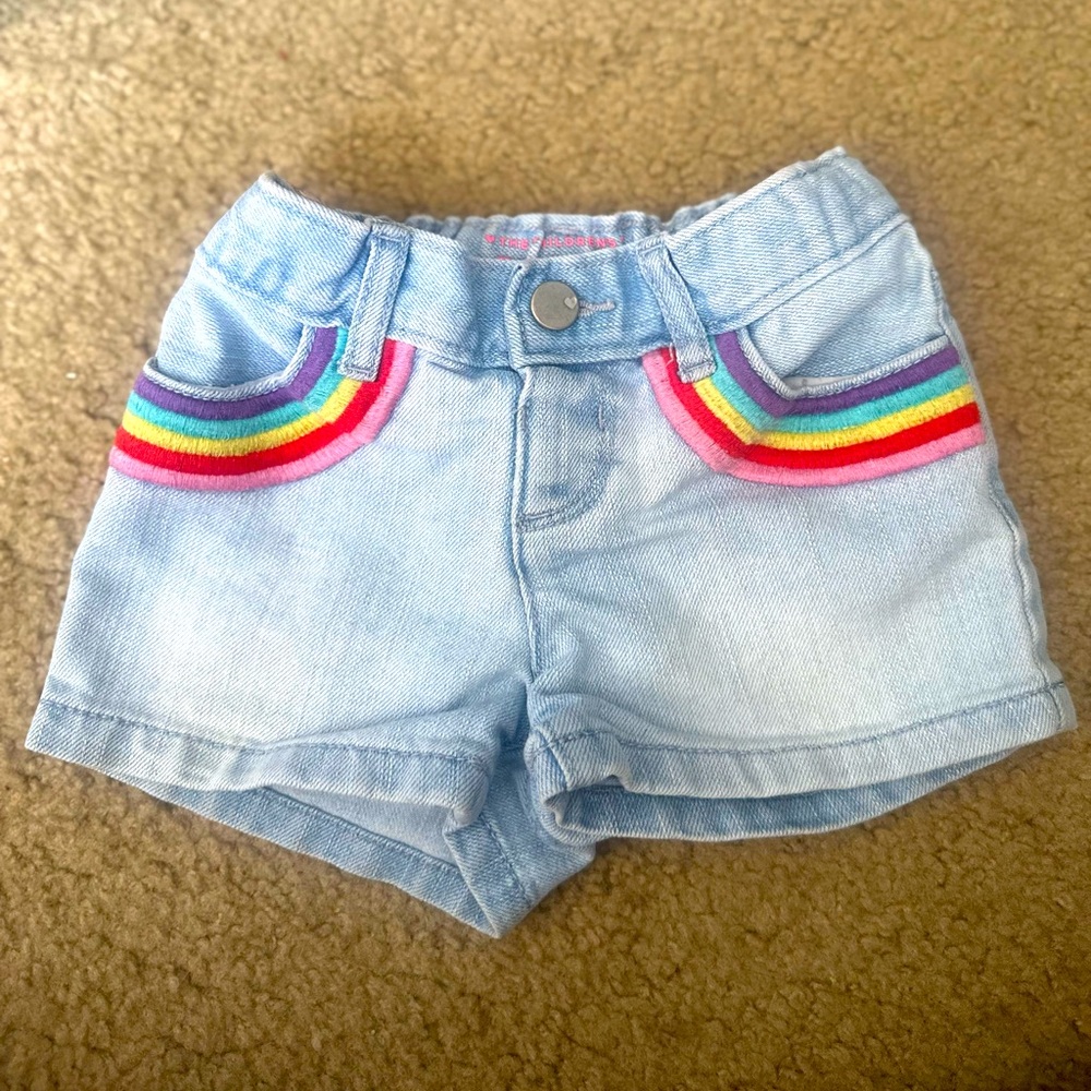 The Children's Place Blue Denim Shorts Rainbow Design